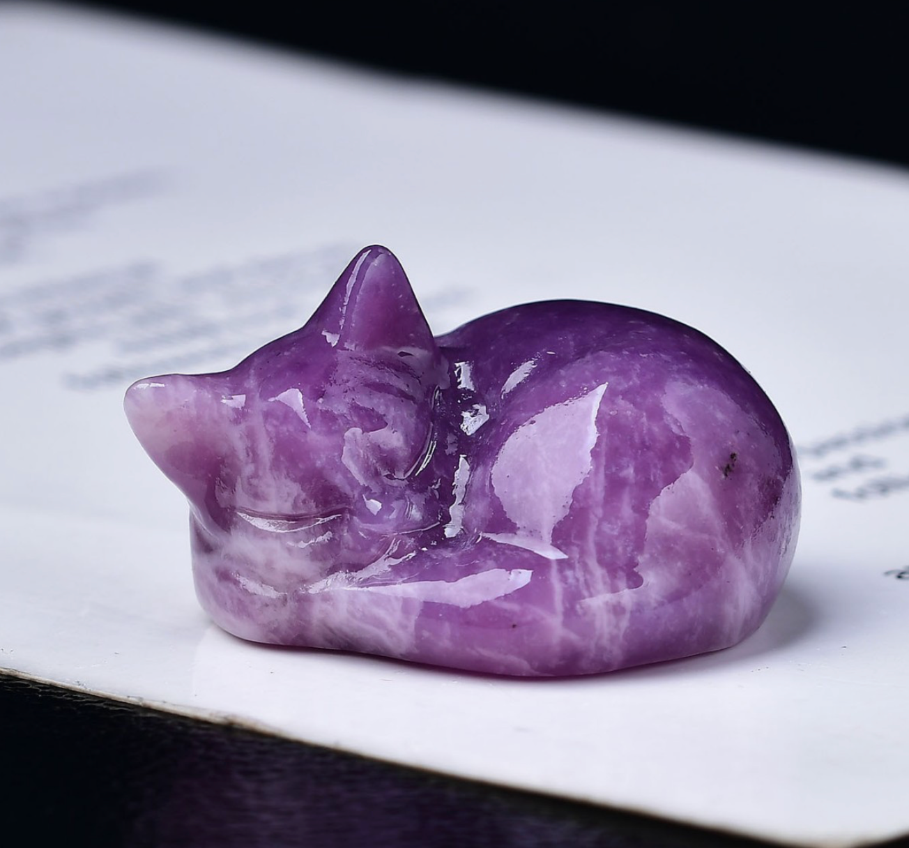 Natural Amethyst Sleeping Cat Healing Crystal