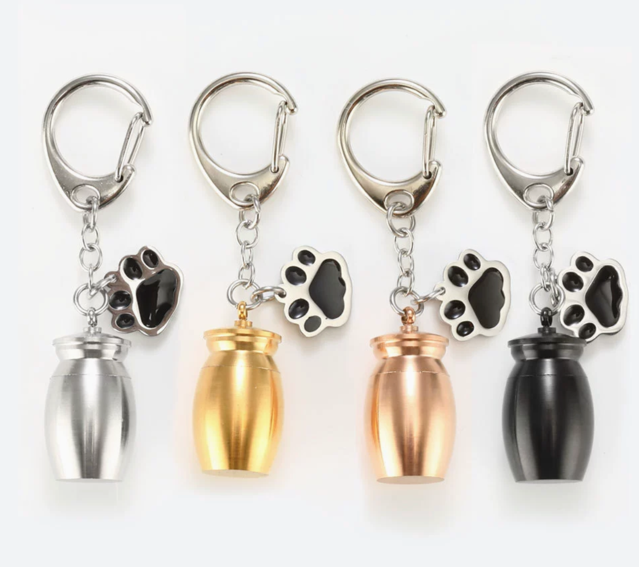 Paw Print Pet Memorial Urn Keychain – Ashes Keepsake Charm