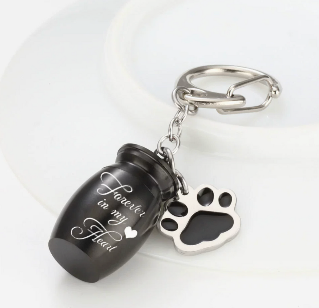 Paw Print Pet Memorial Urn Keychain – Ashes Keepsake Charm