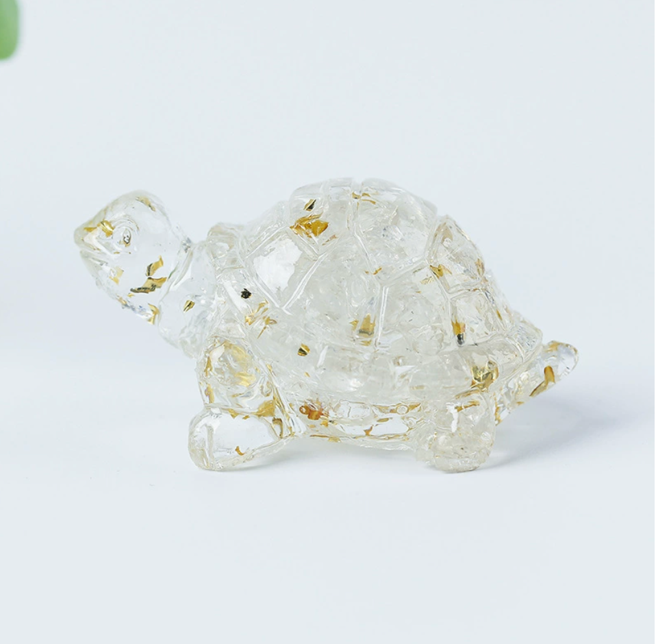 Natural Clear Quartz Healing Turtle – Cute Crystal Figurine for Home, Office & Car Decor