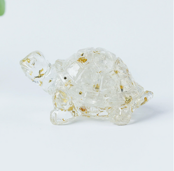 Natural Clear Quartz Healing Turtle – Cute Crystal Figurine for Home, Office & Car Decor