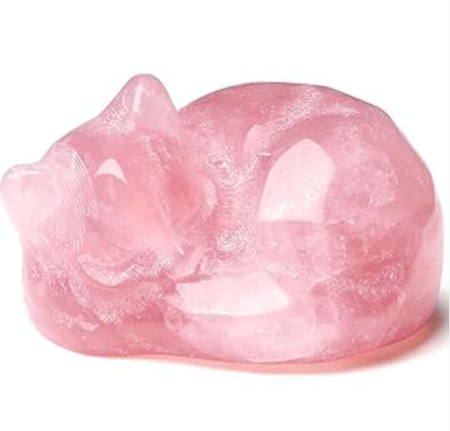 Natural Rose Quartz Sleeping Cat – Healing Crystal Energy Stone FigurineNatural Rose Quartz Sleeping Cat – Healing Crystal Energy Stone Figurine